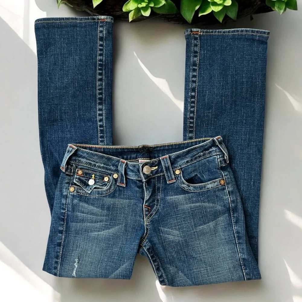 True Religion World Tour Billy Straight Leg Distressed Denim Jeans - Picture 2 of 5
